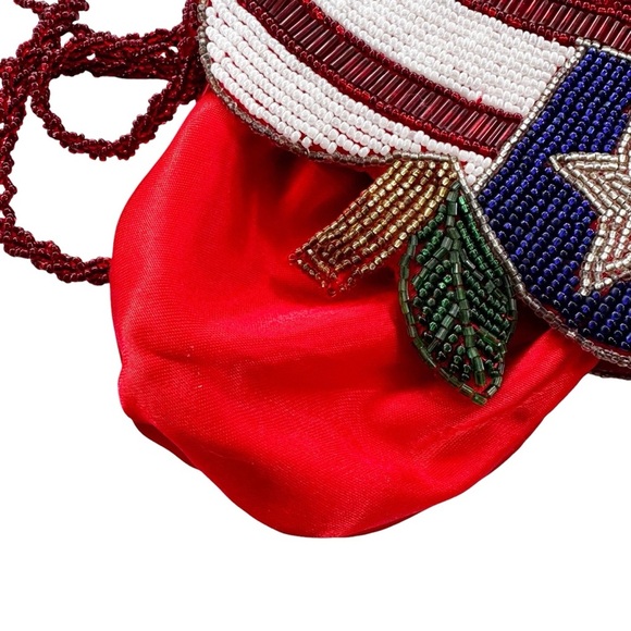 Beaded New York Apple Flag Small Shoulder Bag Red - Picture 7 of 9